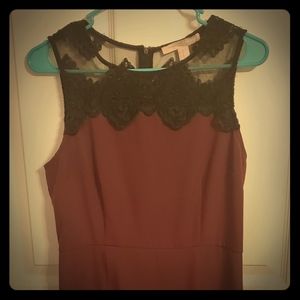 Forever 21 Burgundy & Black Lace Dress Size Medium